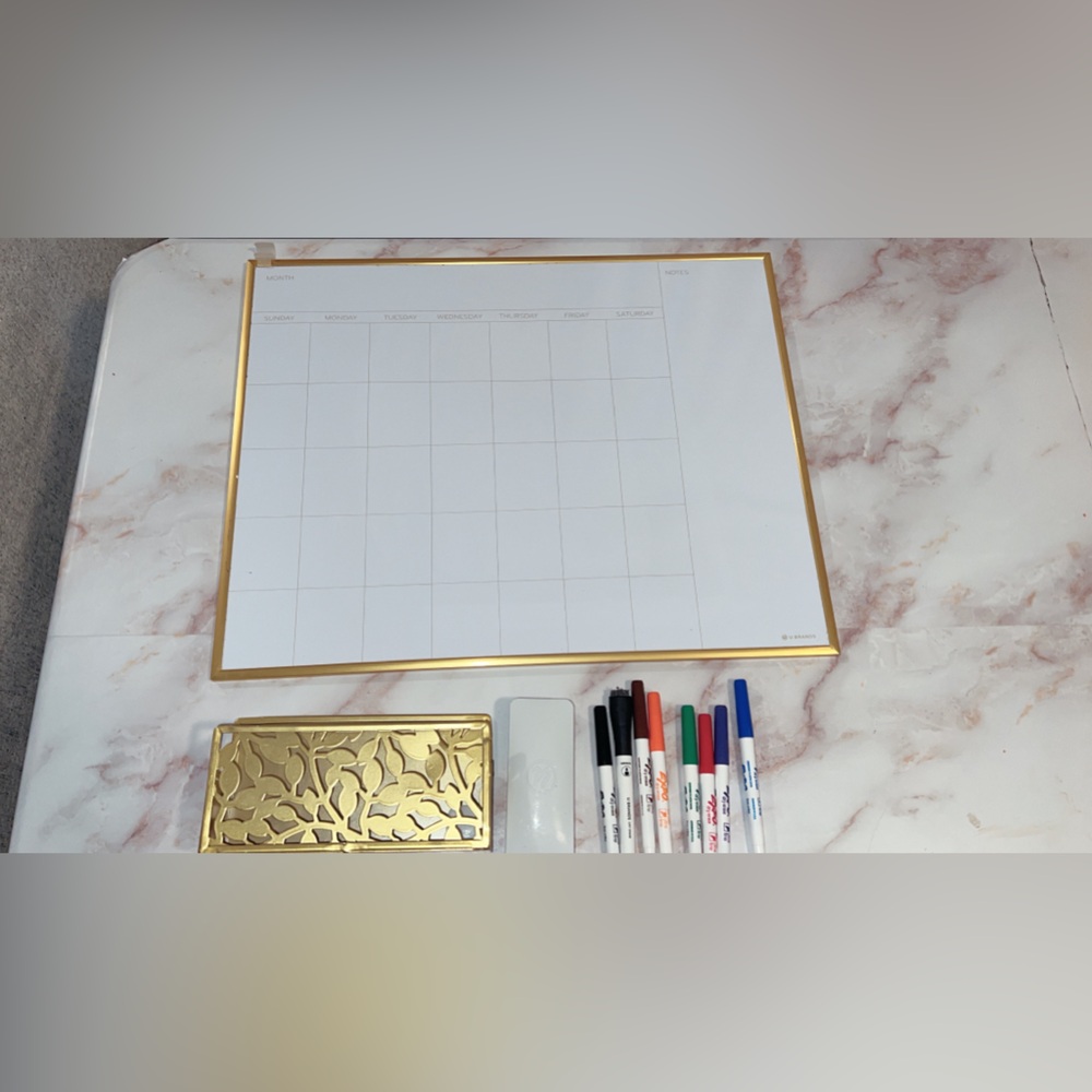Gold and White, Whiteboard Calendar